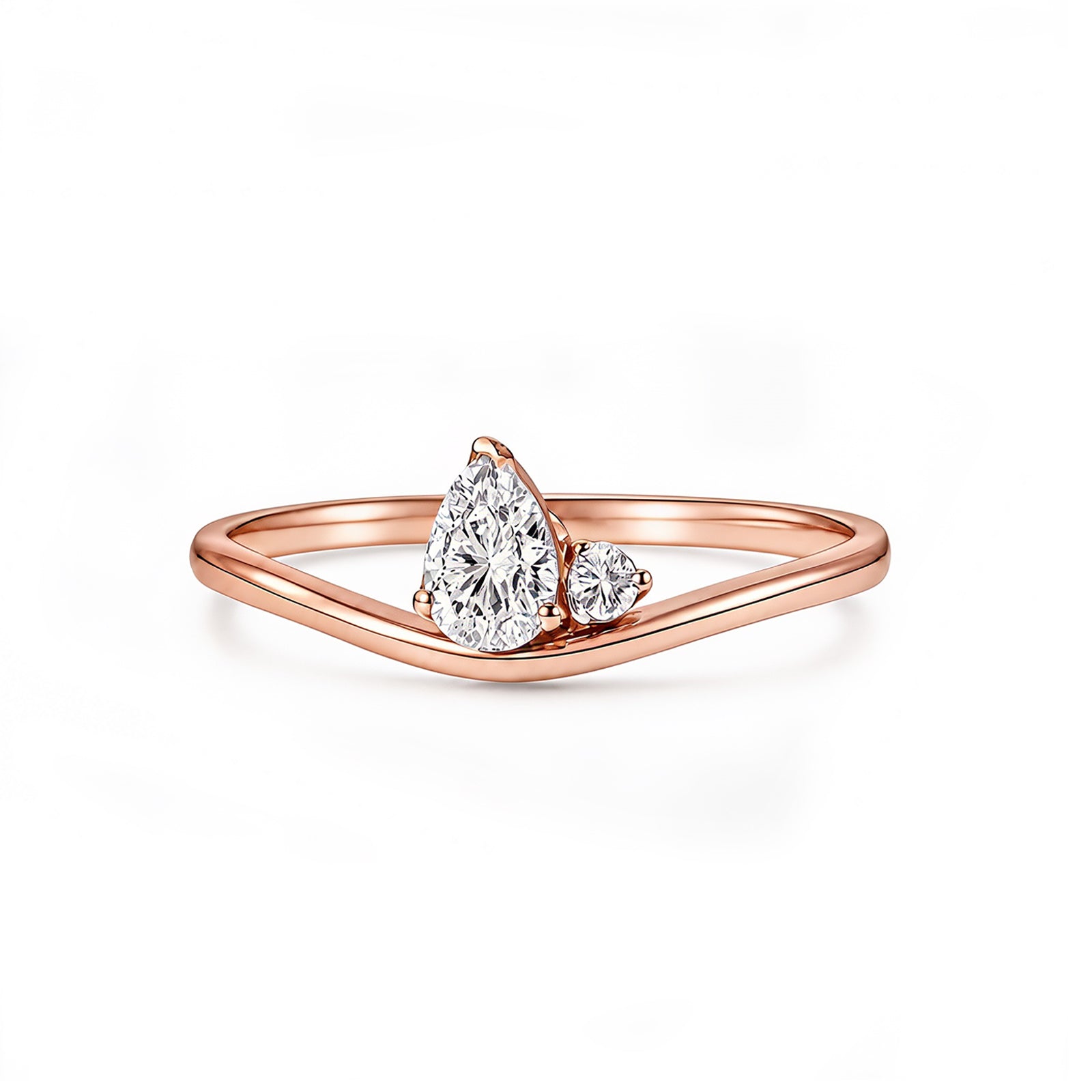 Romantic Heart-Shaped Rose Gold Diamond Ring