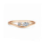 Elegant Pear Cut Wave Rose Gold Diamond Ring