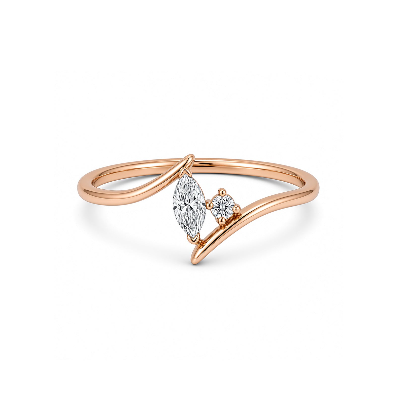 Elegant Split Shank Pear Diamond Rose Gold Ring