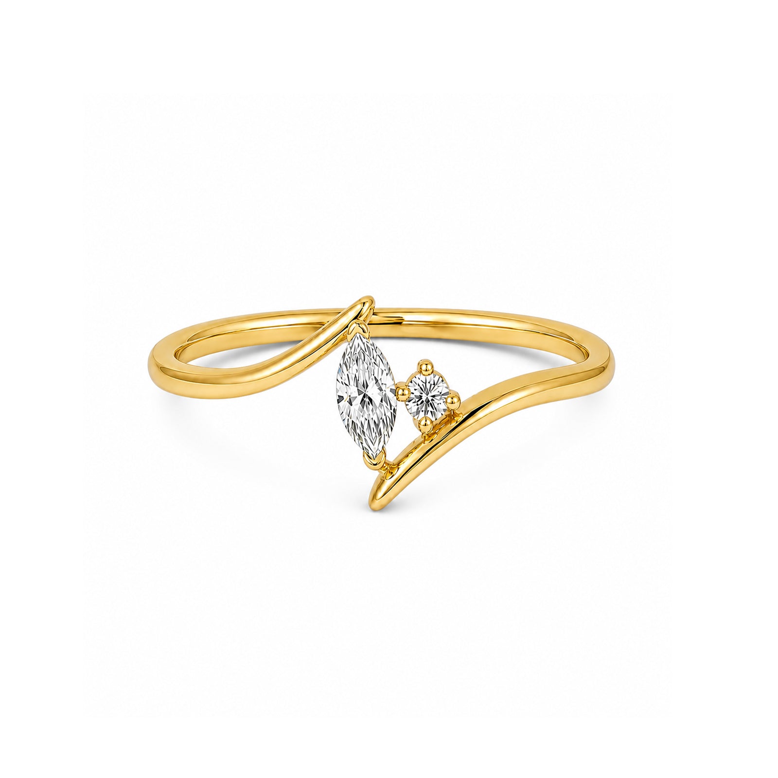 Elegant Split Shank Pear Diamond Rose Gold Ring