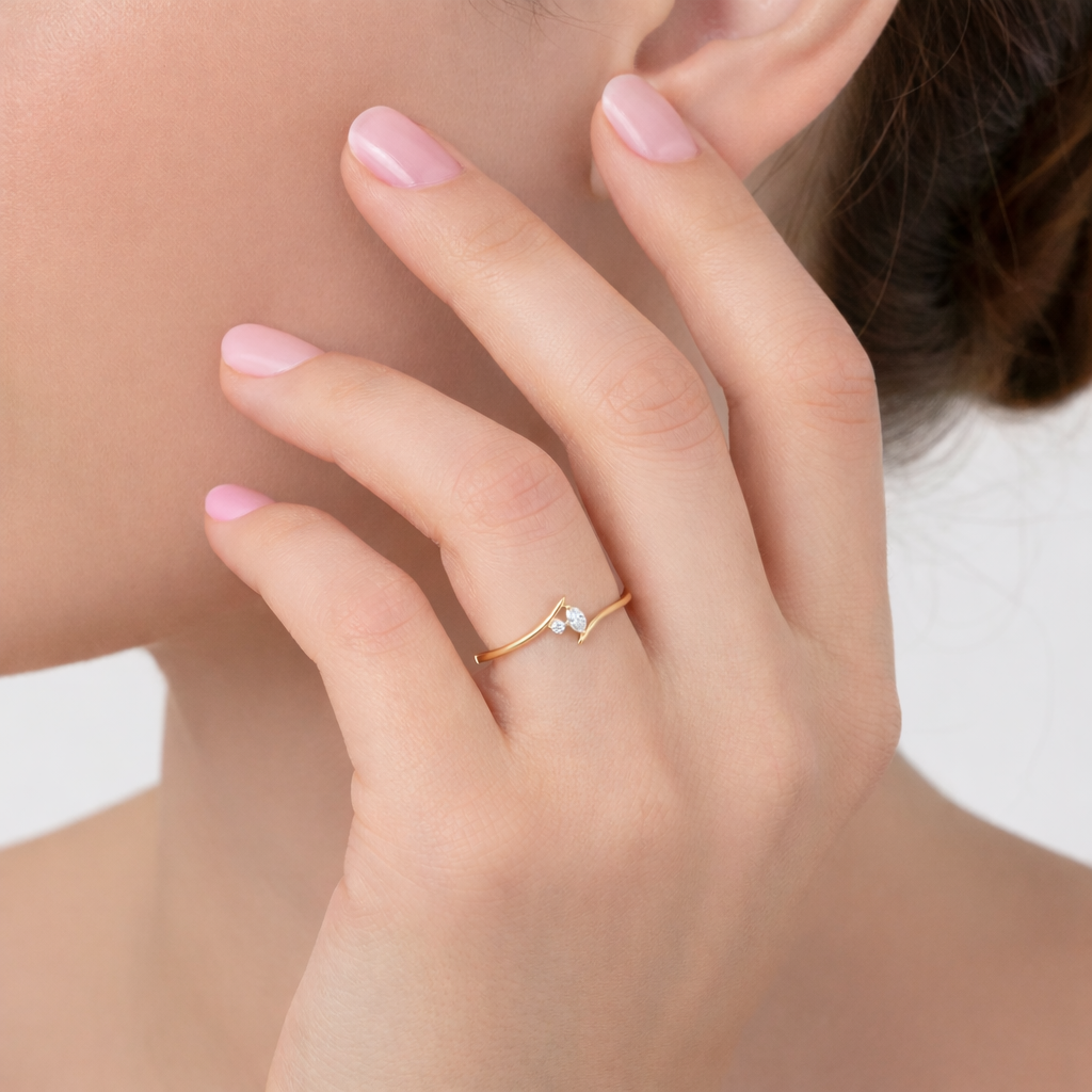 Elegant Split Shank Pear Diamond Rose Gold Ring