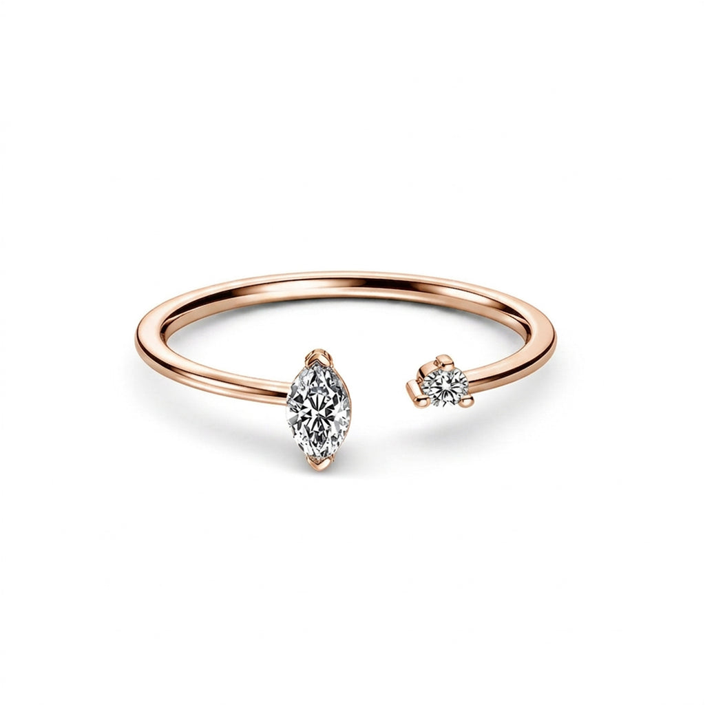 Dainty Open Pear Diamond Rose Gold Ring