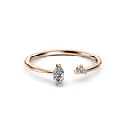 Dainty Open Pear Diamond Rose Gold Ring