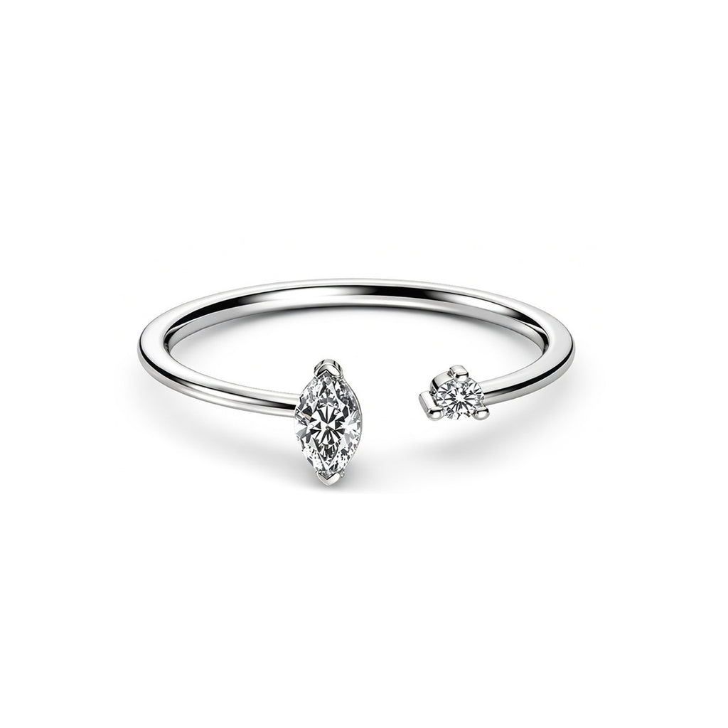 Dainty Open Pear Diamond Rose Gold Ring
