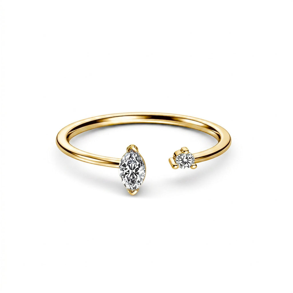 Dainty Open Pear Diamond Rose Gold Ring