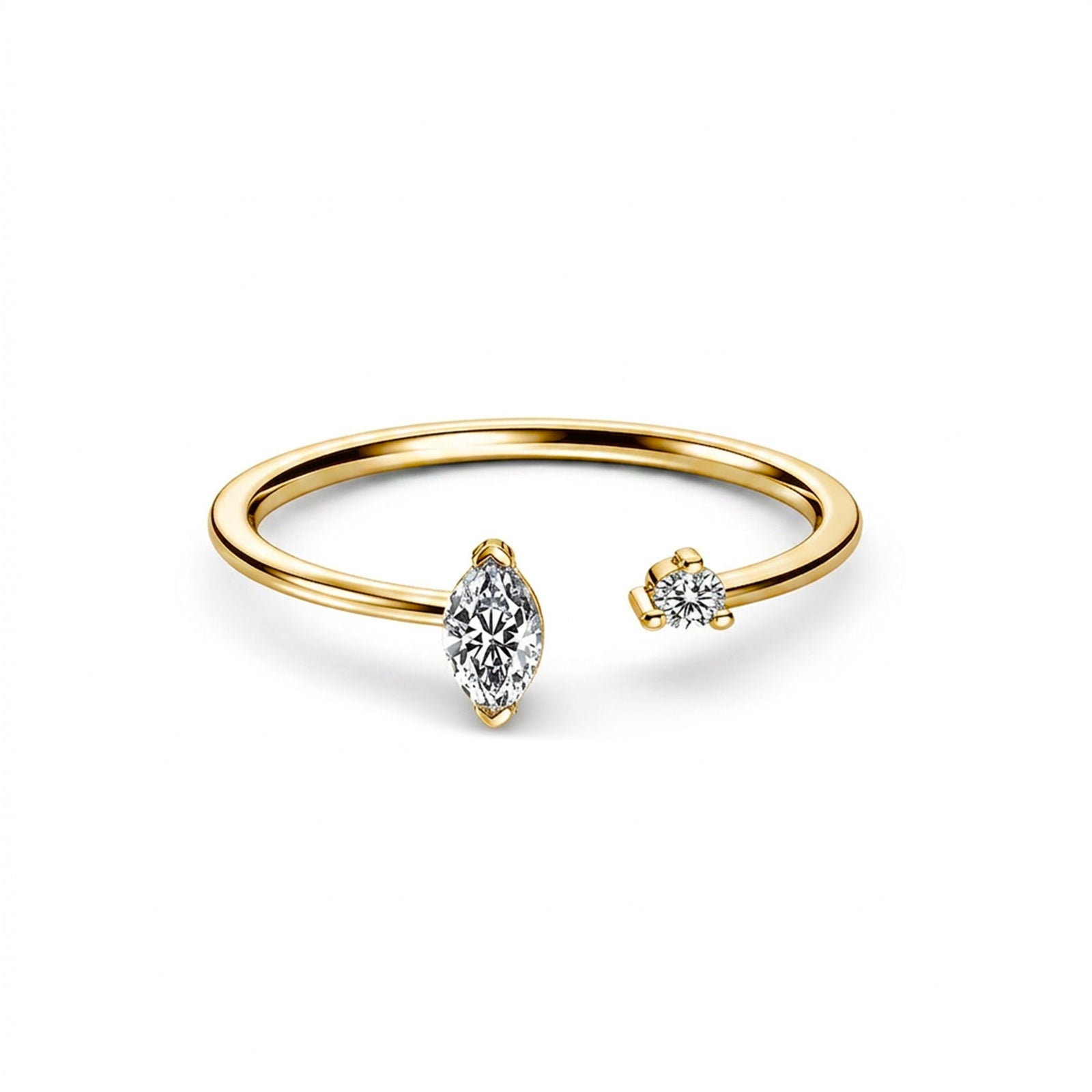 Dainty Open Pear Diamond Rose Gold Ring