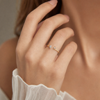 Dainty Open Pear Diamond Rose Gold Ring