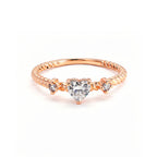 Romantic Heart Diamond Twisted Rope Rose Gold Ring