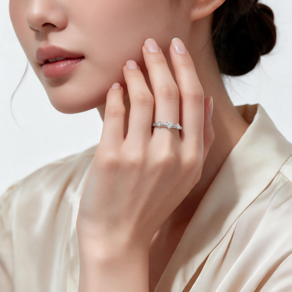Romantic Heart Diamond Twisted Rope Rose Gold Ring