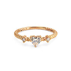 Romantic Heart Diamond Twisted Rope Rose Gold Ring