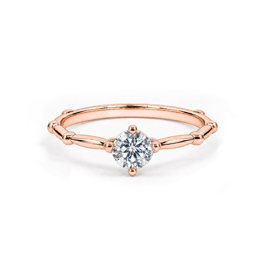 Dainty Bamboo Rose Gold Solitaire Ring