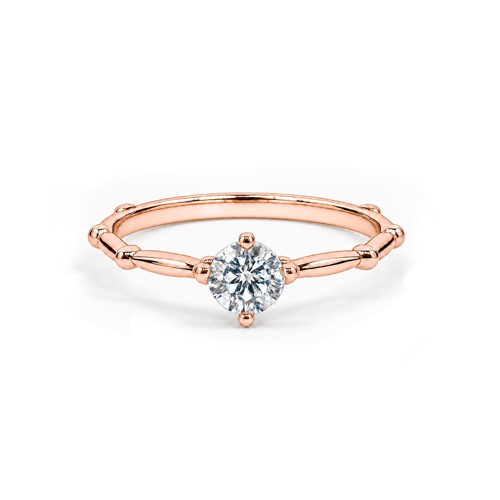 Dainty Bamboo Rose Gold Solitaire Ring