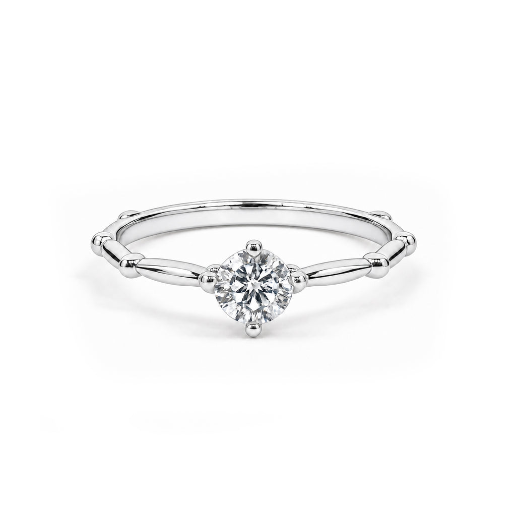 Dainty Bamboo Rose Gold Solitaire Ring