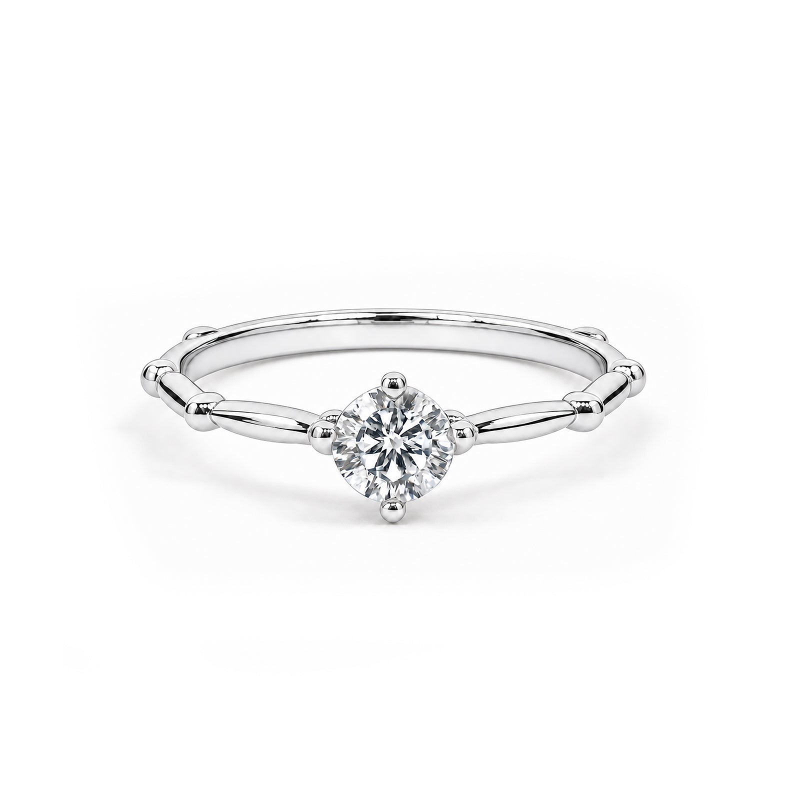 Dainty Bamboo Rose Gold Solitaire Ring