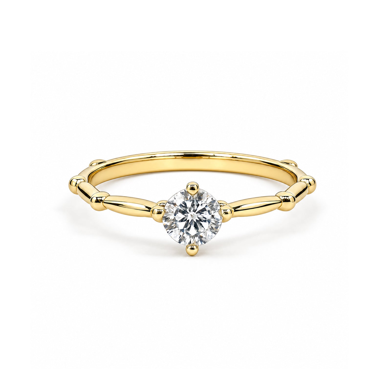 Dainty Bamboo Rose Gold Solitaire Ring