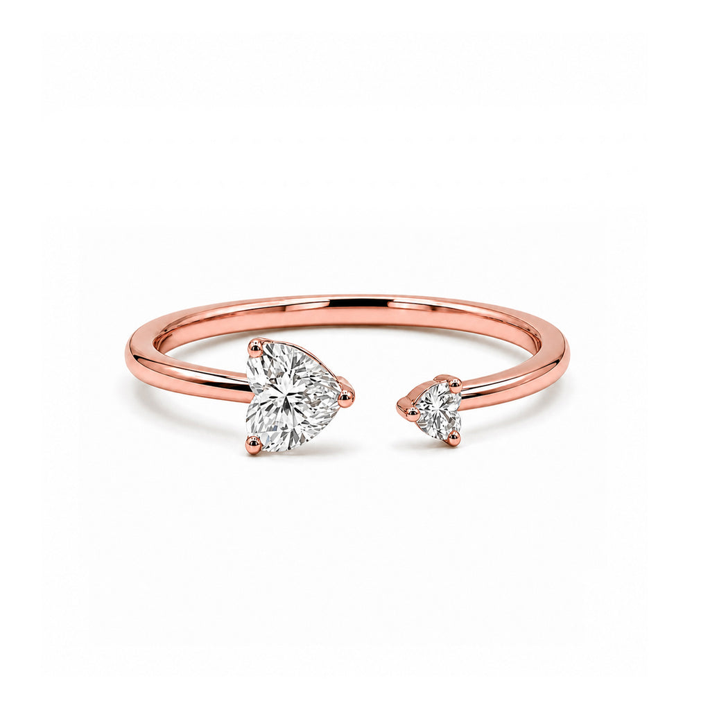 Dainty Heart Cut Rose Gold Adjustable Ring