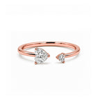 Dainty Heart Cut Rose Gold Adjustable Ring