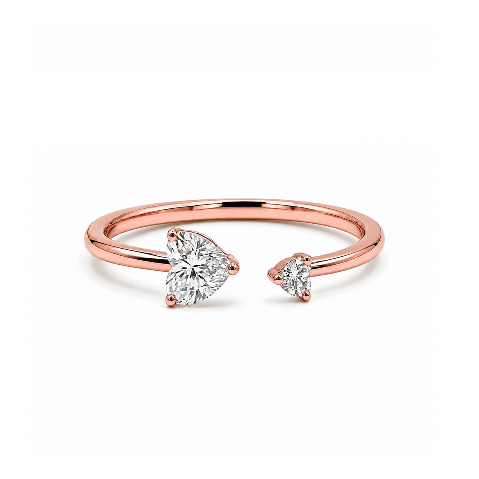 Dainty Heart Cut Rose Gold Adjustable Ring