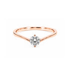 Rose Gold Wave Ring / Curve Diamond Solitaire Ring
