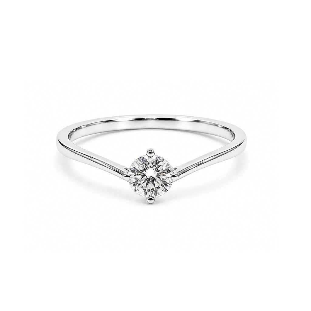 Rose Gold Wave Ring / Curve Diamond Solitaire Ring