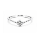 Rose Gold Wave Ring / Curve Diamond Solitaire Ring
