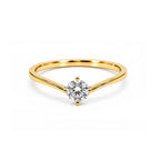 Rose Gold Wave Ring / Curve Diamond Solitaire Ring