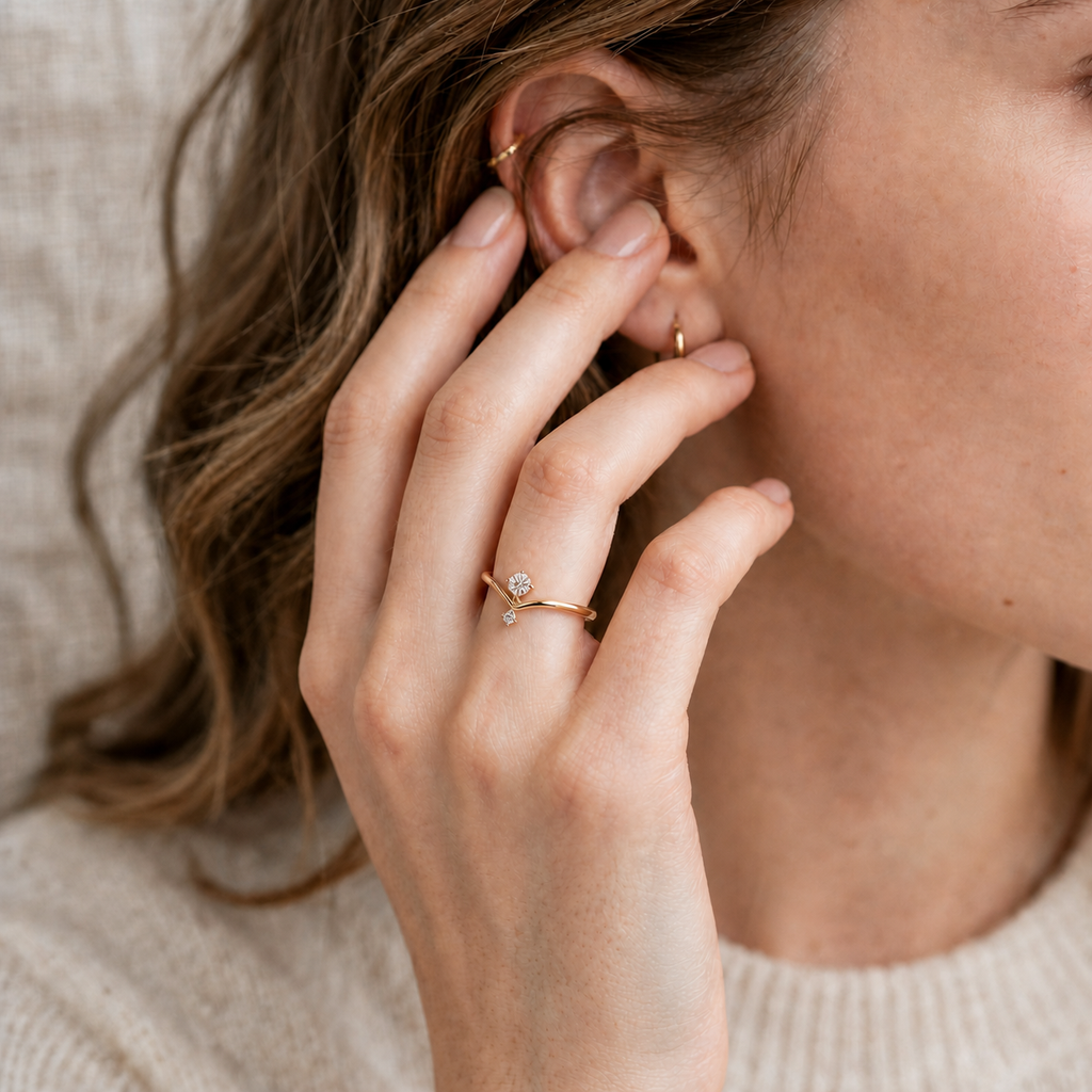Shooting Star Two Stone Rose Gold Ring