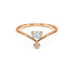 Dainty Heart Cut Crown V-Shaped Gold Ring