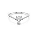 Dainty Heart Cut Crown V-Shaped Gold Ring