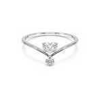Dainty Heart Cut Crown V-Shaped Gold Ring