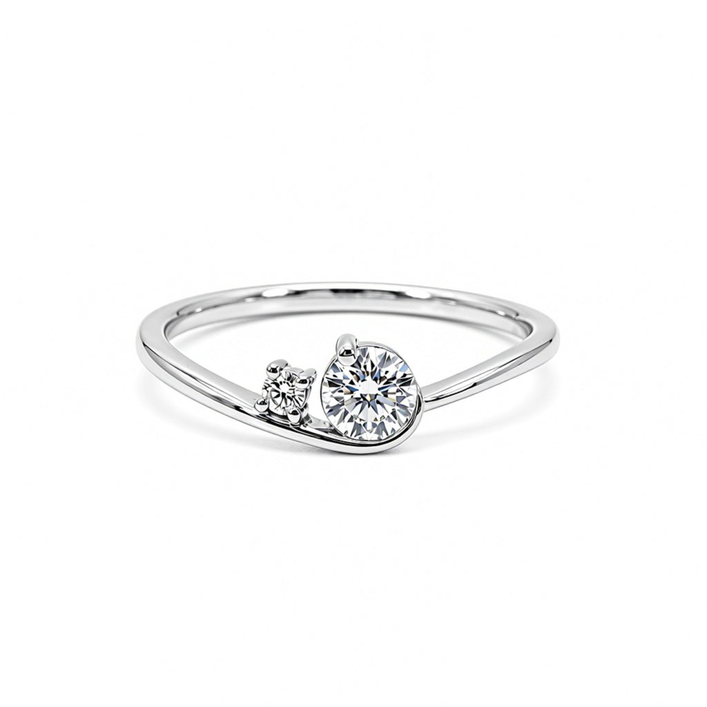 Minimalist Yellow Gold Asymmetrical Double Diamond Ring
