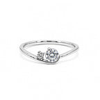 Minimalist Yellow Gold Asymmetrical Double Diamond Ring