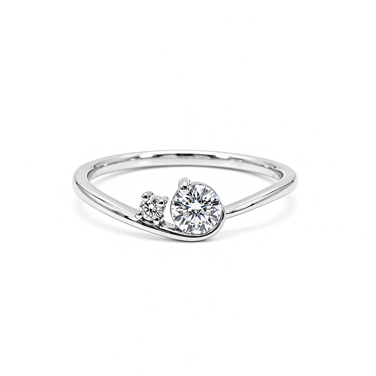 Minimalist Yellow Gold Asymmetrical Double Diamond Ring