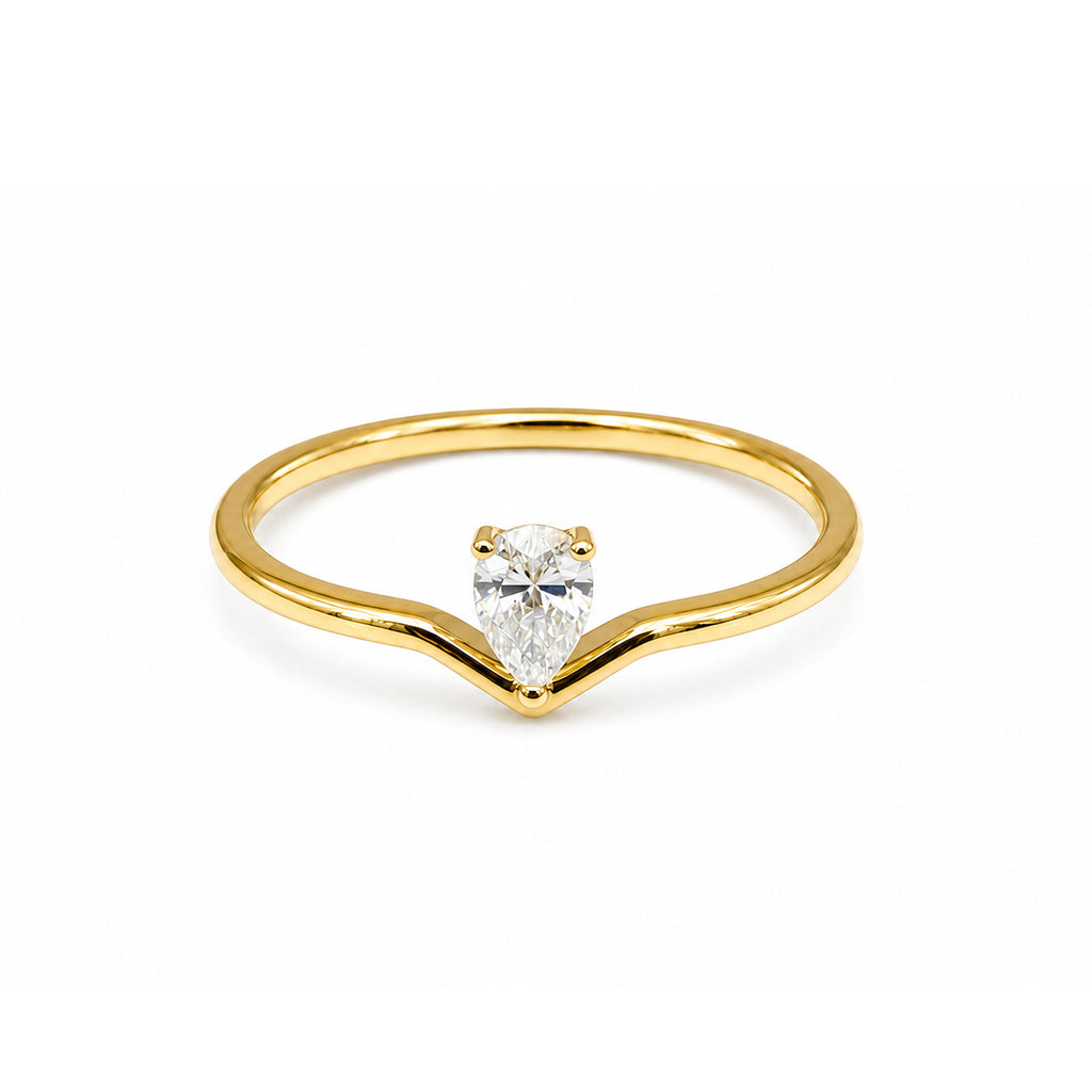 Pure Radiance | Yellow Gold V-Shape Minimalist Ring
