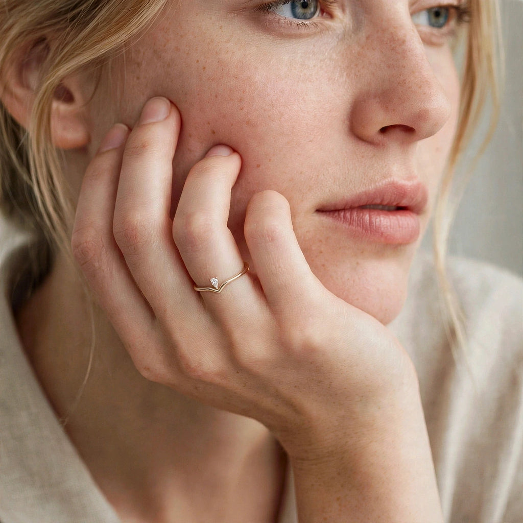 Pure Radiance | Yellow Gold V-Shape Minimalist Ring