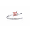 Pink Cushion-Cut stone Bypass Open Ring
