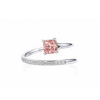 Pink Cushion-Cut stone Bypass Open Ring