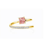 Pink Cushion-Cut stone Bypass Open Ring