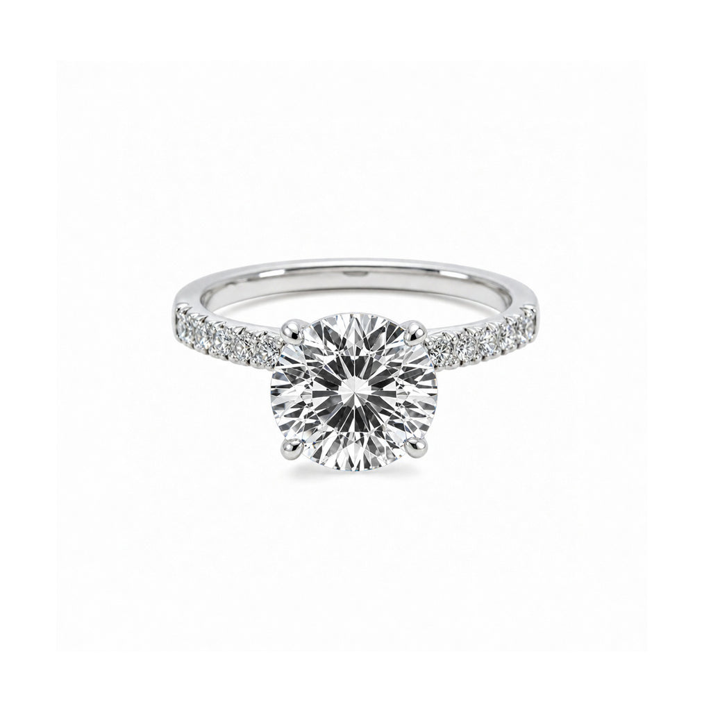 14K Round Brilliant Lab-Grown Diamond Pavé Ring