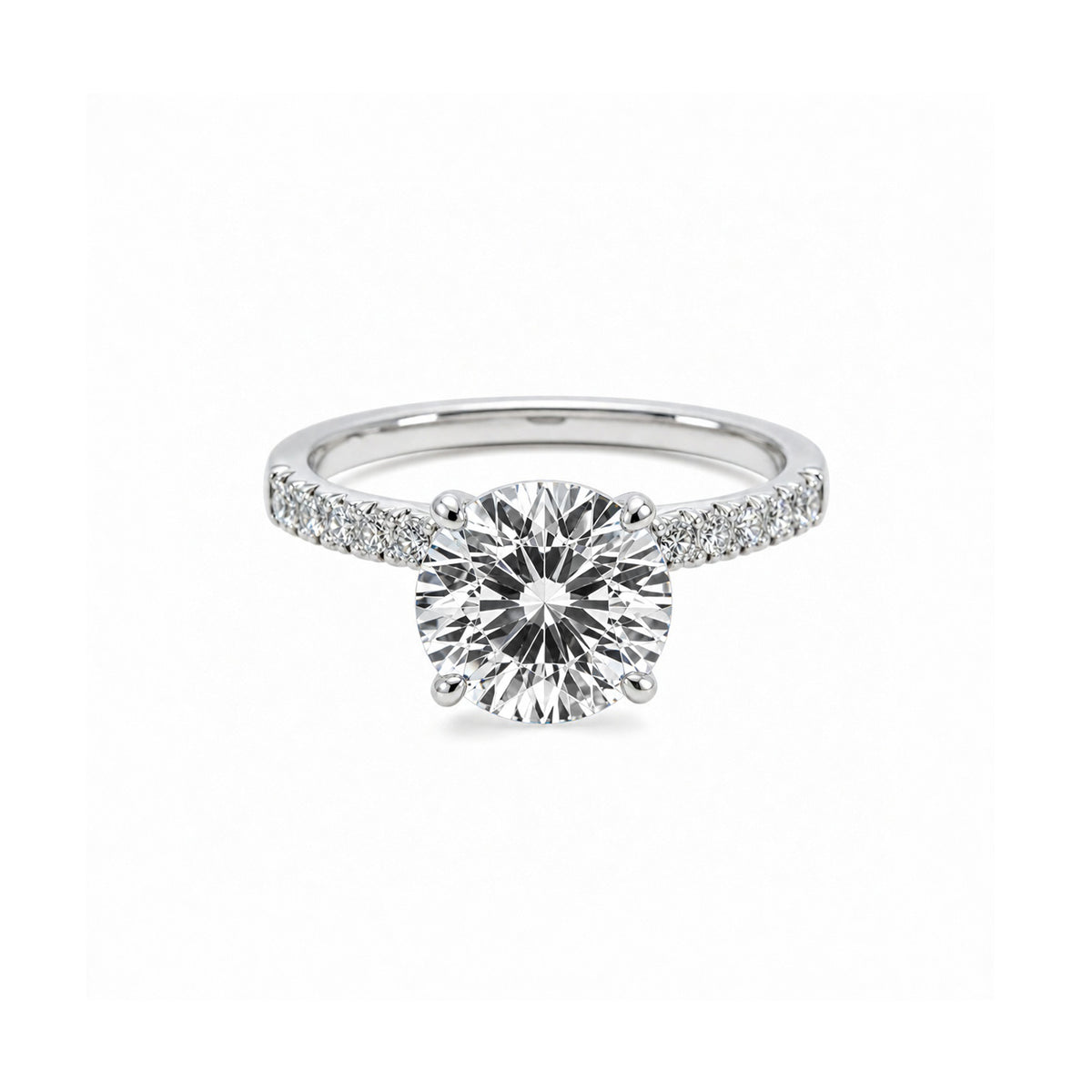 14K Round Brilliant Lab-Grown Diamond Pavé Ring
