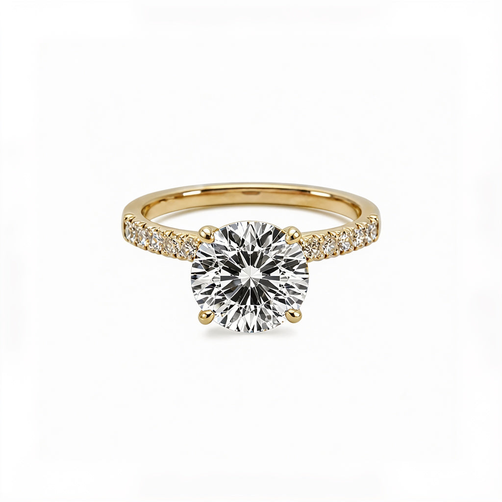 14K Round Brilliant Lab-Grown Diamond Pavé Ring