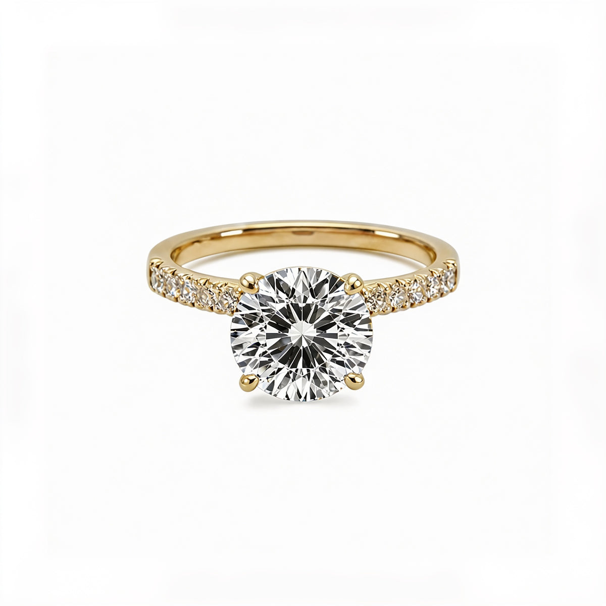14K Round Brilliant Lab-Grown Diamond Pavé Ring