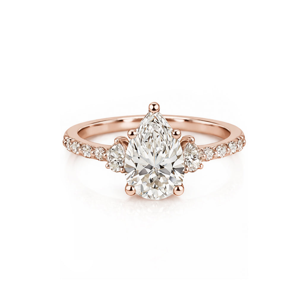 Yellow Gold Pear-Shaped Three-Stone Ring