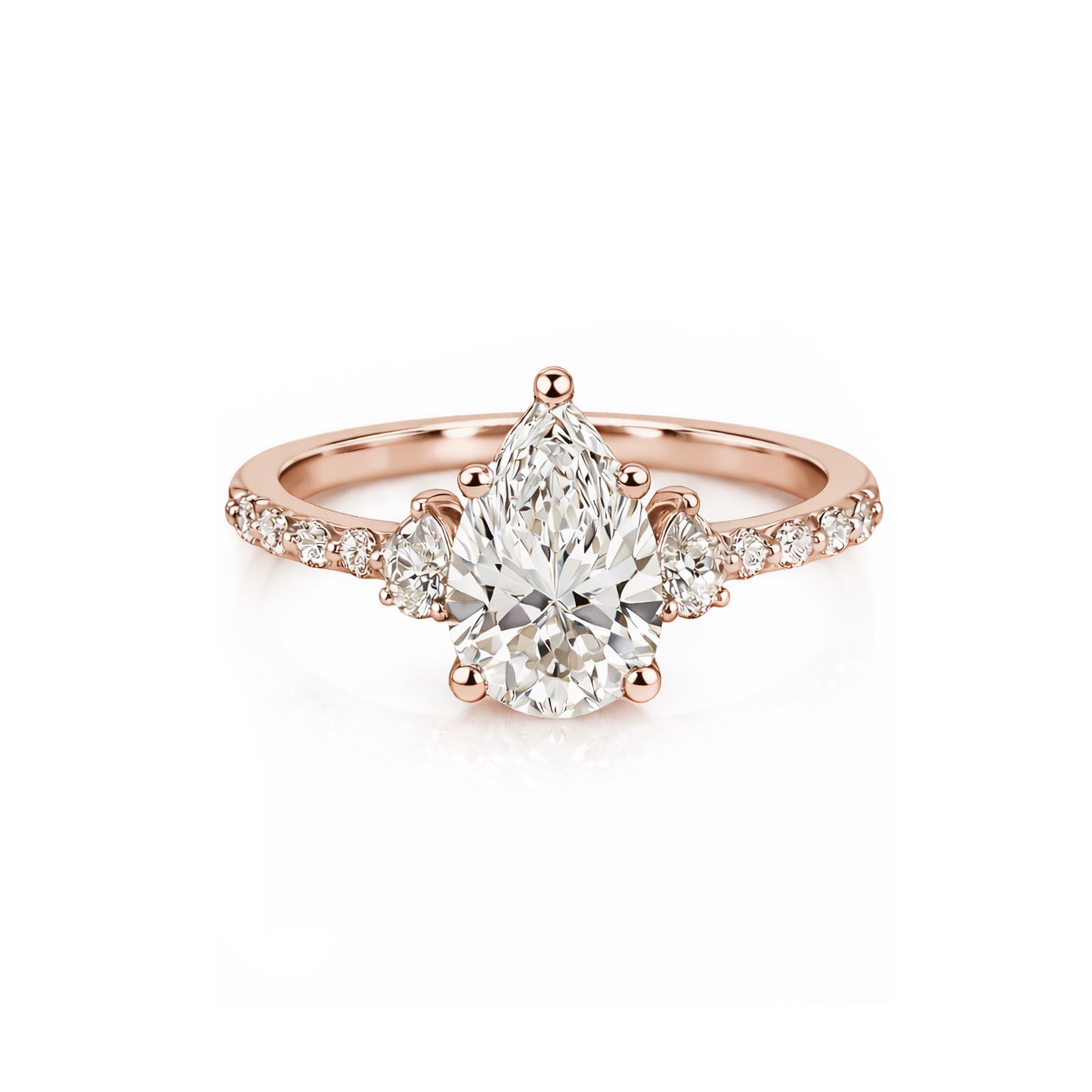 Yellow Gold Pear-Shaped Three-Stone Ring