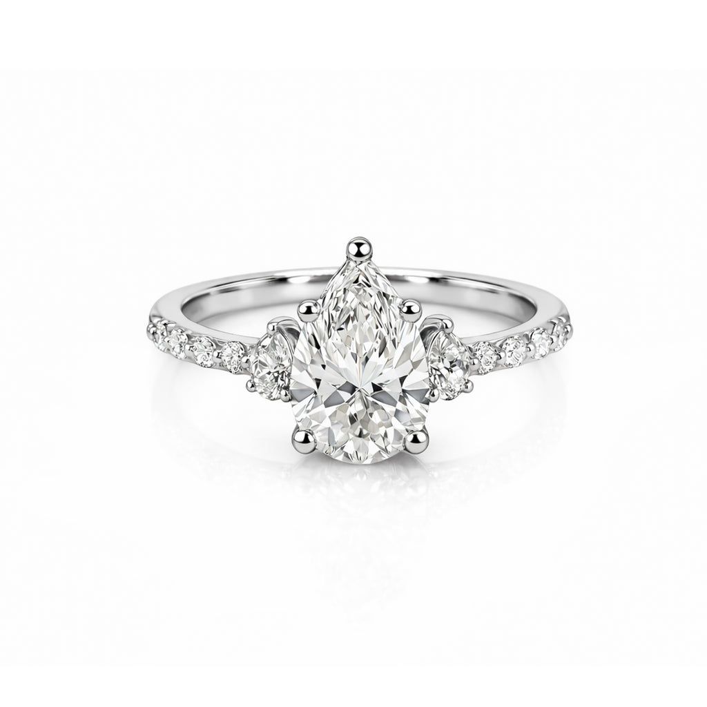 Yellow Gold Pear-Shaped Three-Stone Ring