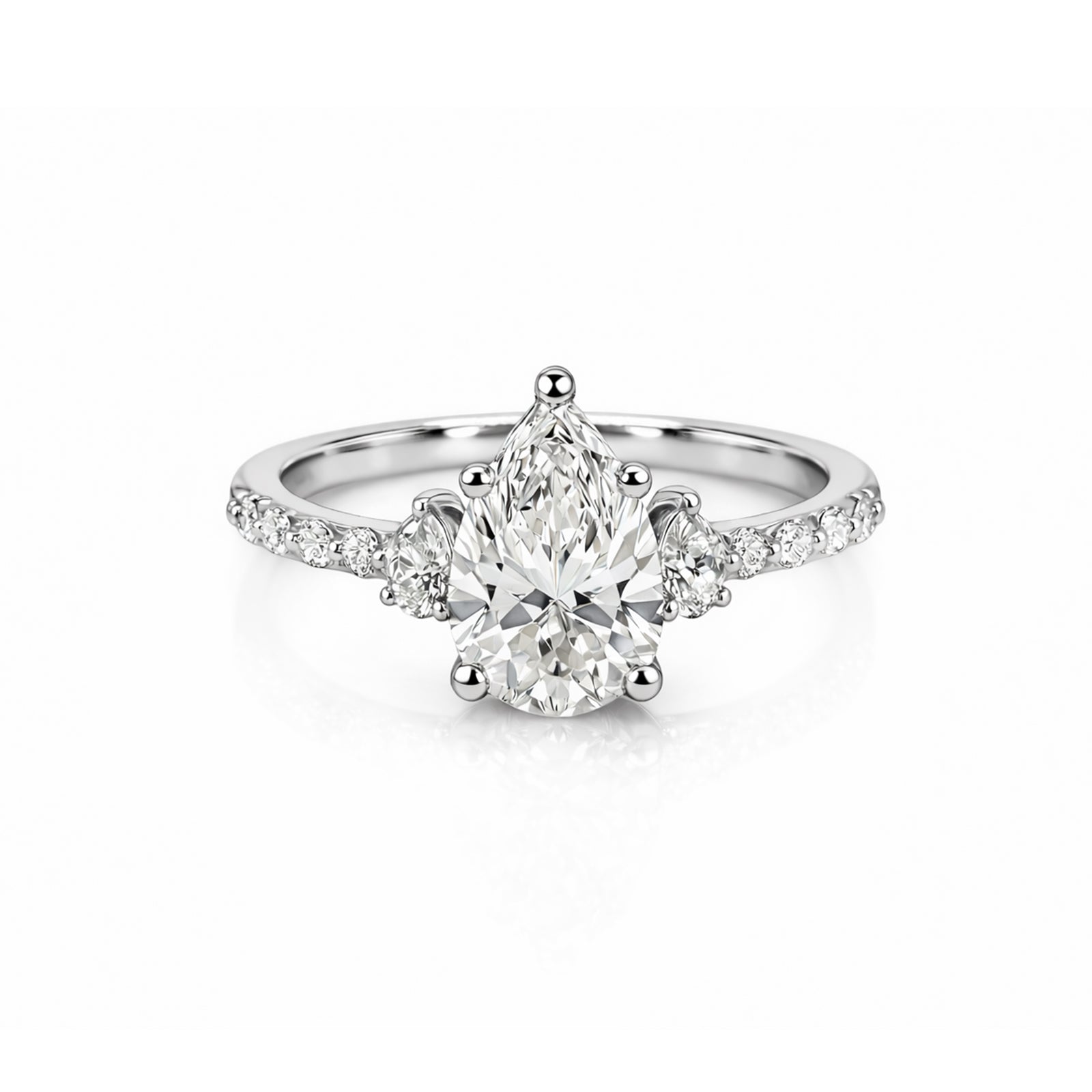 Yellow Gold Pear-Shaped Three-Stone Ring