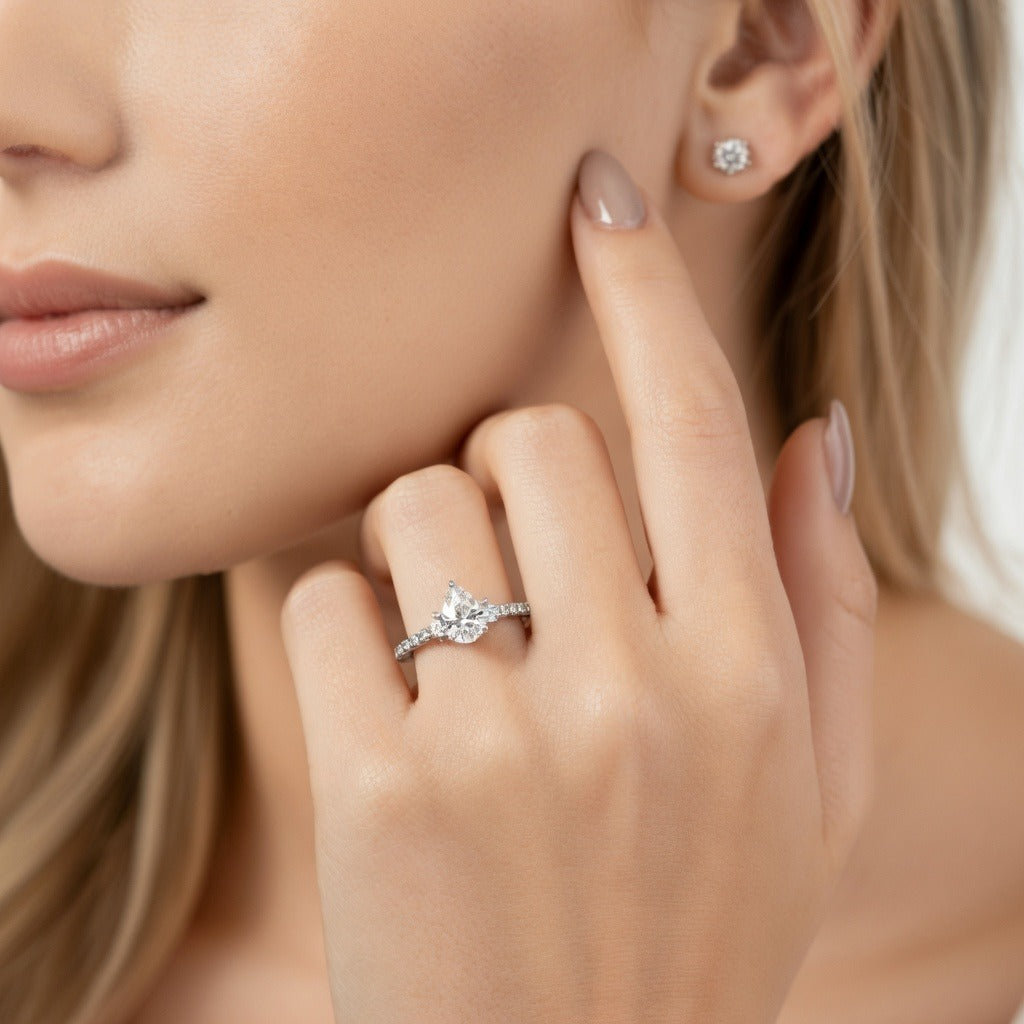 Yellow Gold Pear-Shaped Three-Stone Ring