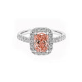 Platinum PT900 Pink Cushion Cut Lab-Grown Diamond Ring with Halo