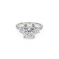 14K longated Cushion Cut Three-Stone Engagement Ring
