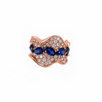 Ocean Ripple | Sapphire Blue & Pavé Statement Wave Ring